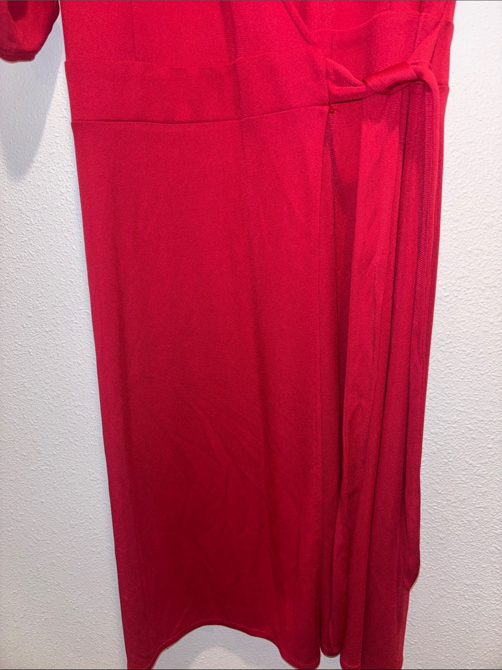LOFT Red Midi Wrap Shirt Dress with Utility Pockets - Picture 4 of 5